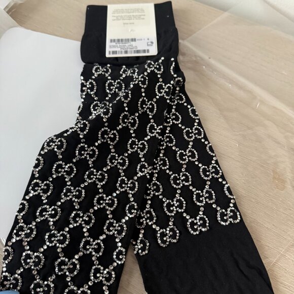 NWT Gucci GG Supreme Crystal Embellished Socks Black - Picture 7 of 7